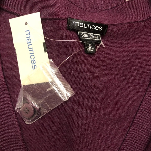 Maurice's Purple SILK BLEND Cardigan SZ Small - Picture 4 of 6